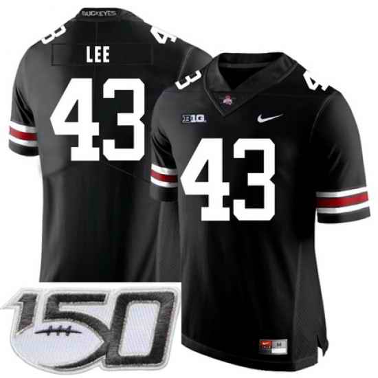 Ohio State Buckeyes 43 Darron Lee Black Nike College Football Stitched 150th Anniversary Patch Jersey